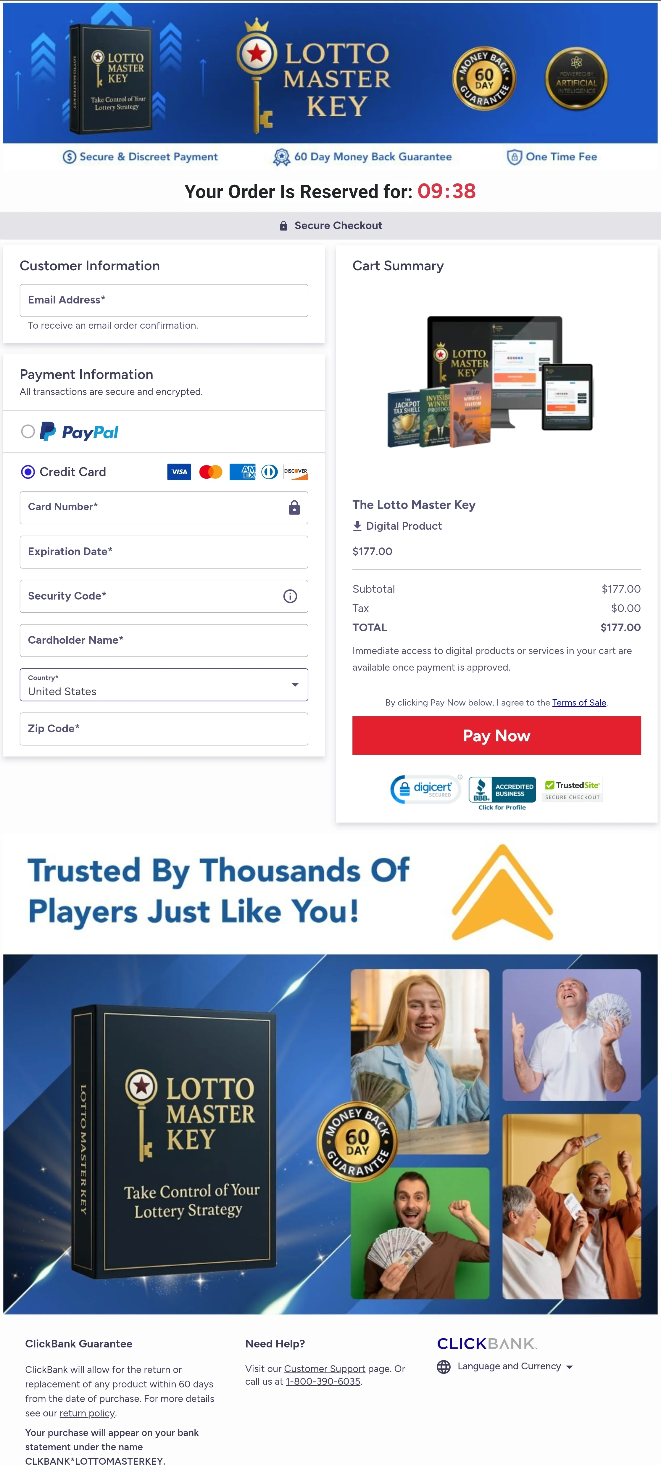 The Lotto Master Key order form